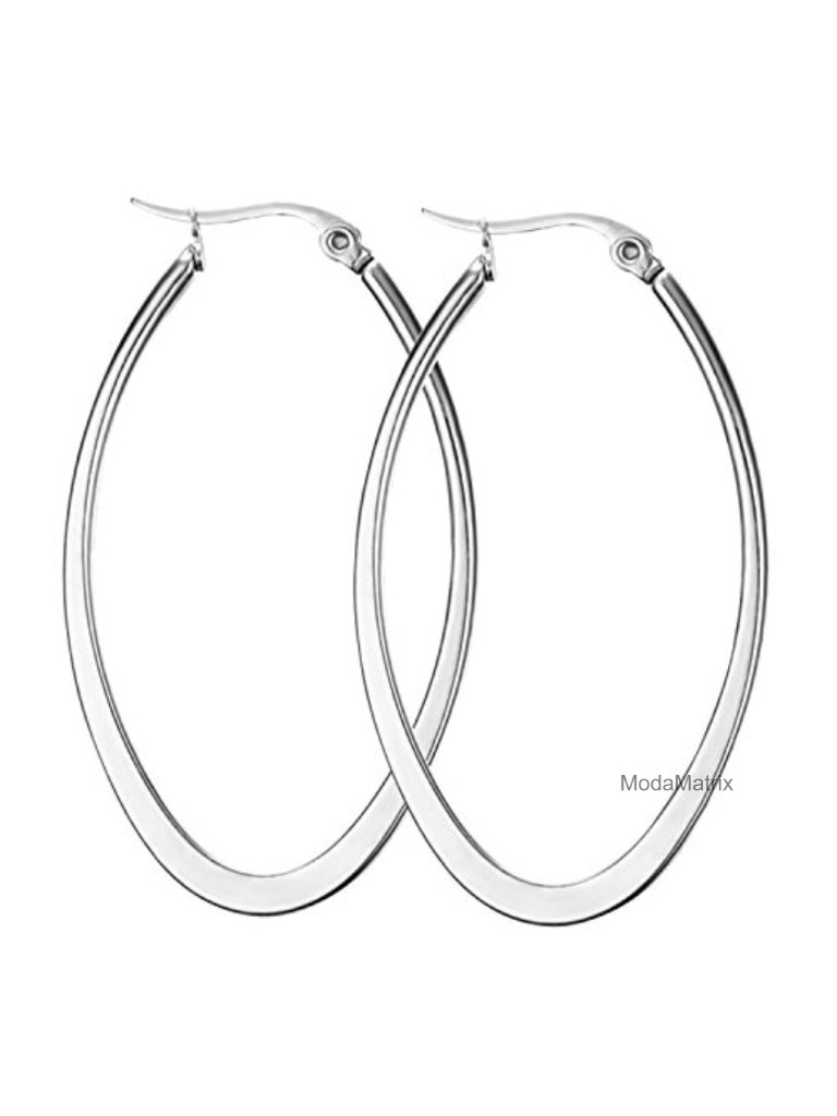 Titanium Stainless Steel Oval Hoop Earrings For Women